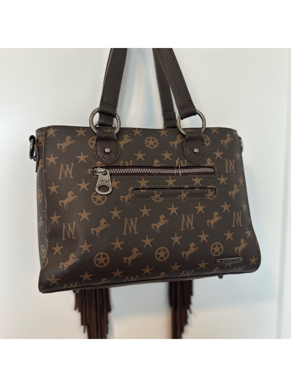 Montana West Western Luxe Cowhide Fringe Satchel - Picture 11 of 11